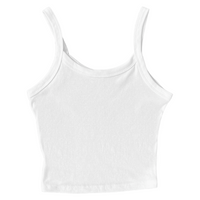 Flat photo of a white cami crop style tank top.